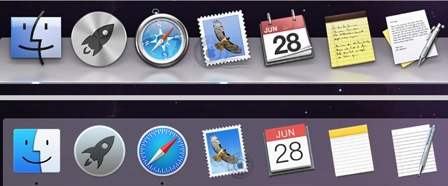 OS X Mavericks and OS X Yosemite icons comparison