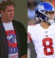 In 2000, the Giants reverted to their original logo, in spite of their home stadium being located across state lines in New Jersey. Yeah that's right, high five! New York Giants