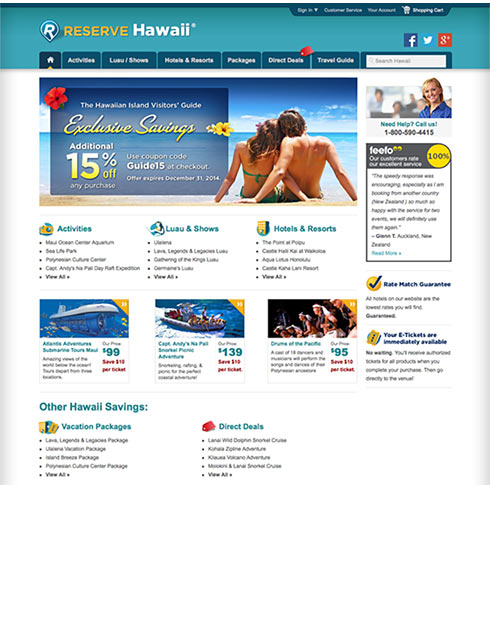 Hawaii Vacation Reservations landing page
