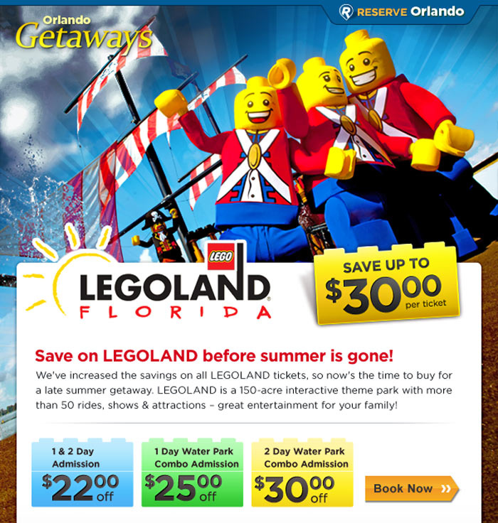 Legoland Florida tickets email campaign
